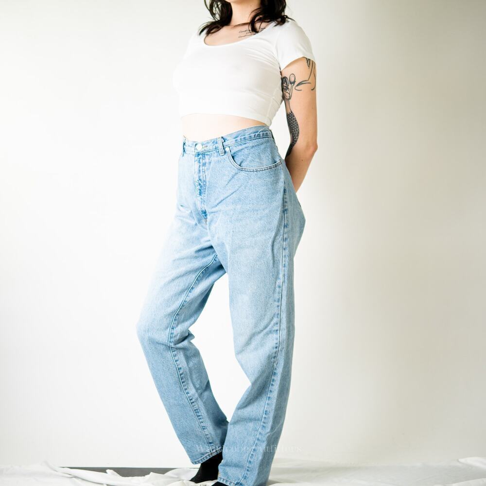 Vintage 90s Guess Jeans High Rise Faded Distressed Straight Leg Jeans - Picture 3 of 11